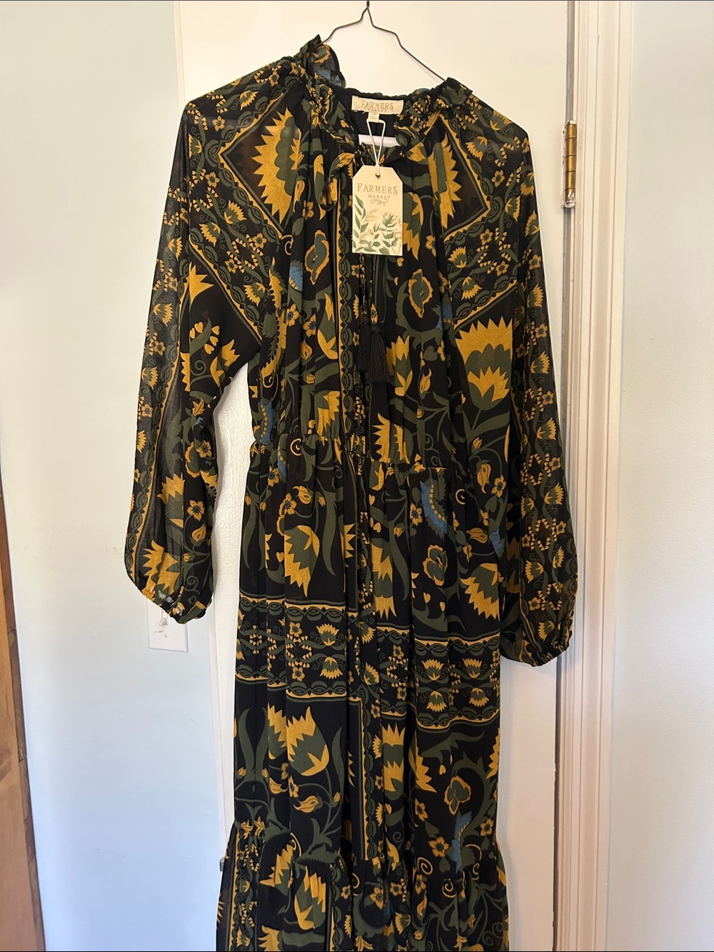 Farmers Market Black & Mustard Floral Maxi Dress